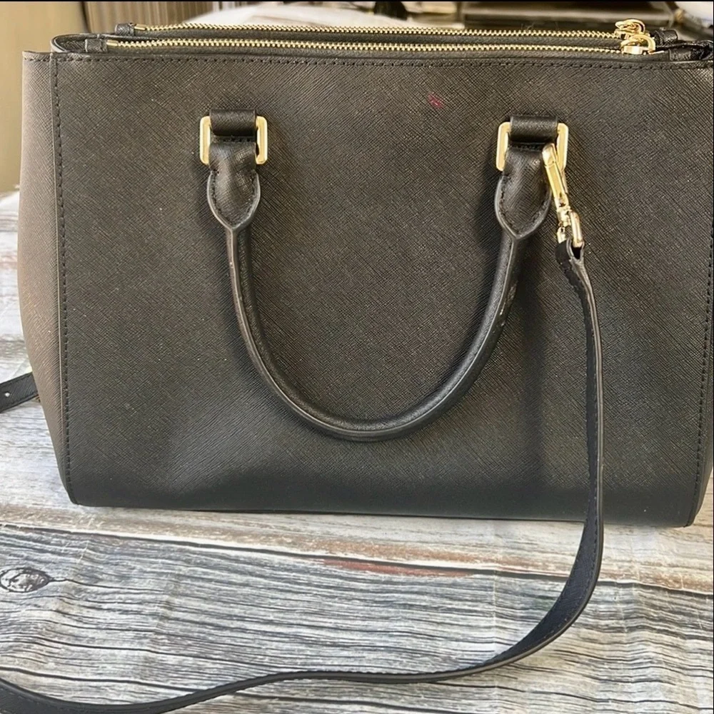 Michael Kors Sheila Large Satchel with Gold Color Accent